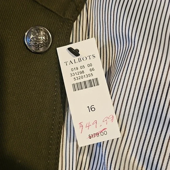 New TALBOTS JACKET...size 16.....army green. - Picture 9 of 9